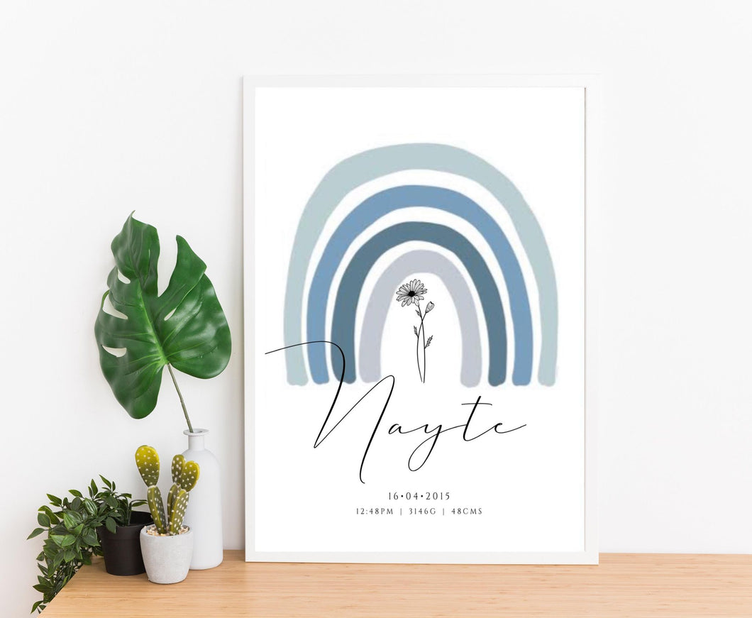 Boho Rainbow Birth Announcement