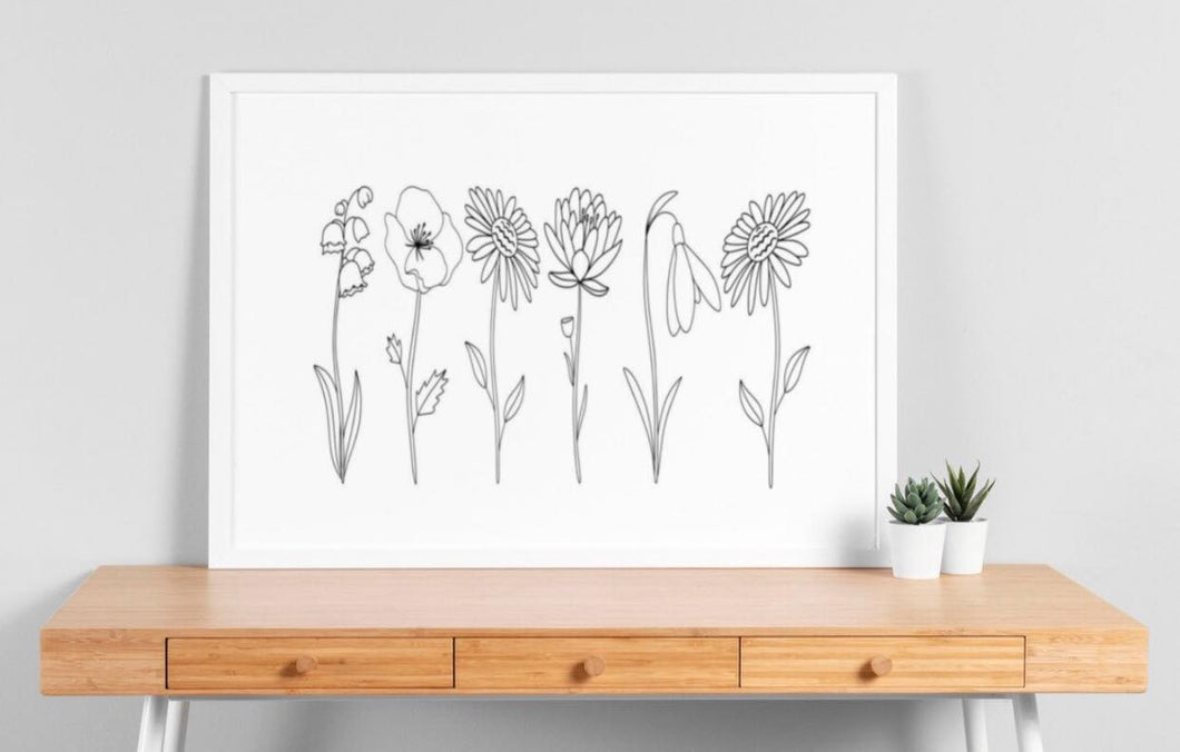 Birth Flowers in a Row